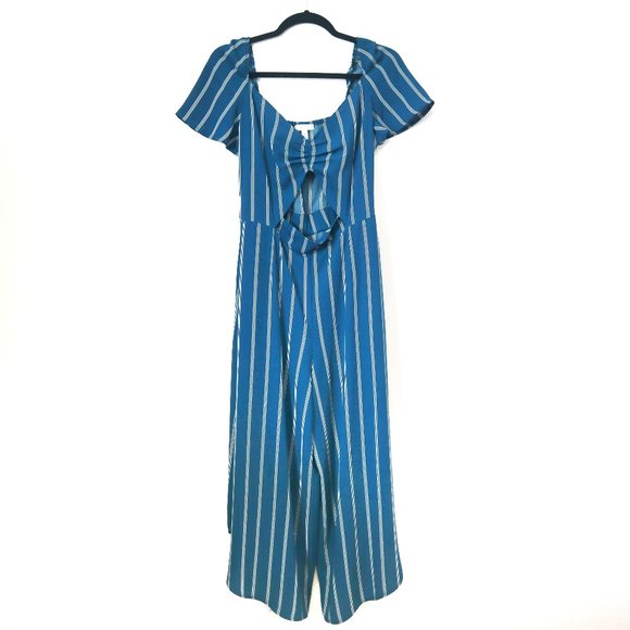 Nordstrom Leith Teal Blue Jumpsuit With Front Cut Out - Picture 1 of 7